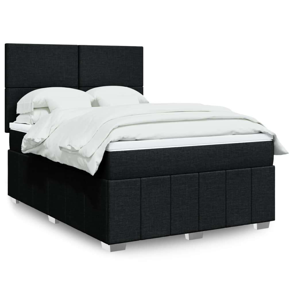 vidaXL Boxspringbett mit Matratze Schwarz 140x200 cm Stoff