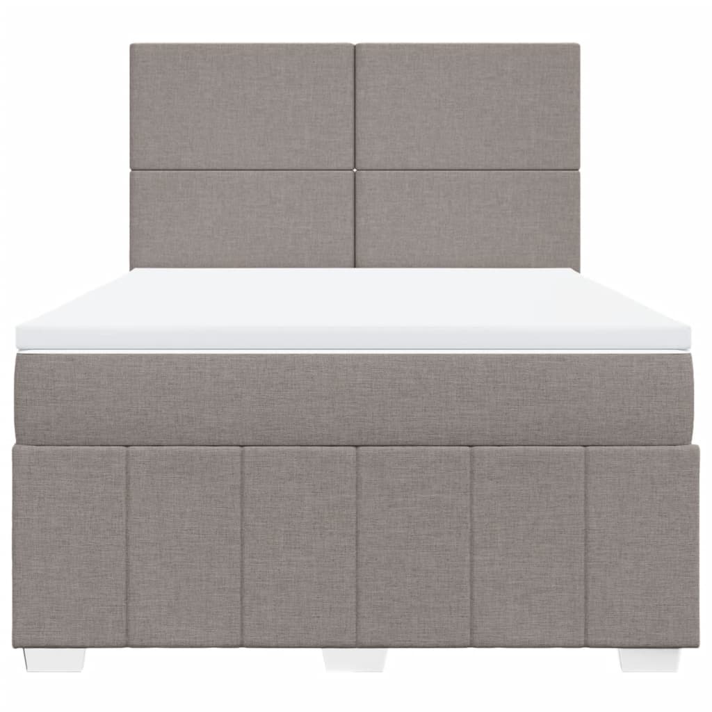 vidaXL Boxspring met matras stof taupe 140x200 cm, foto 4