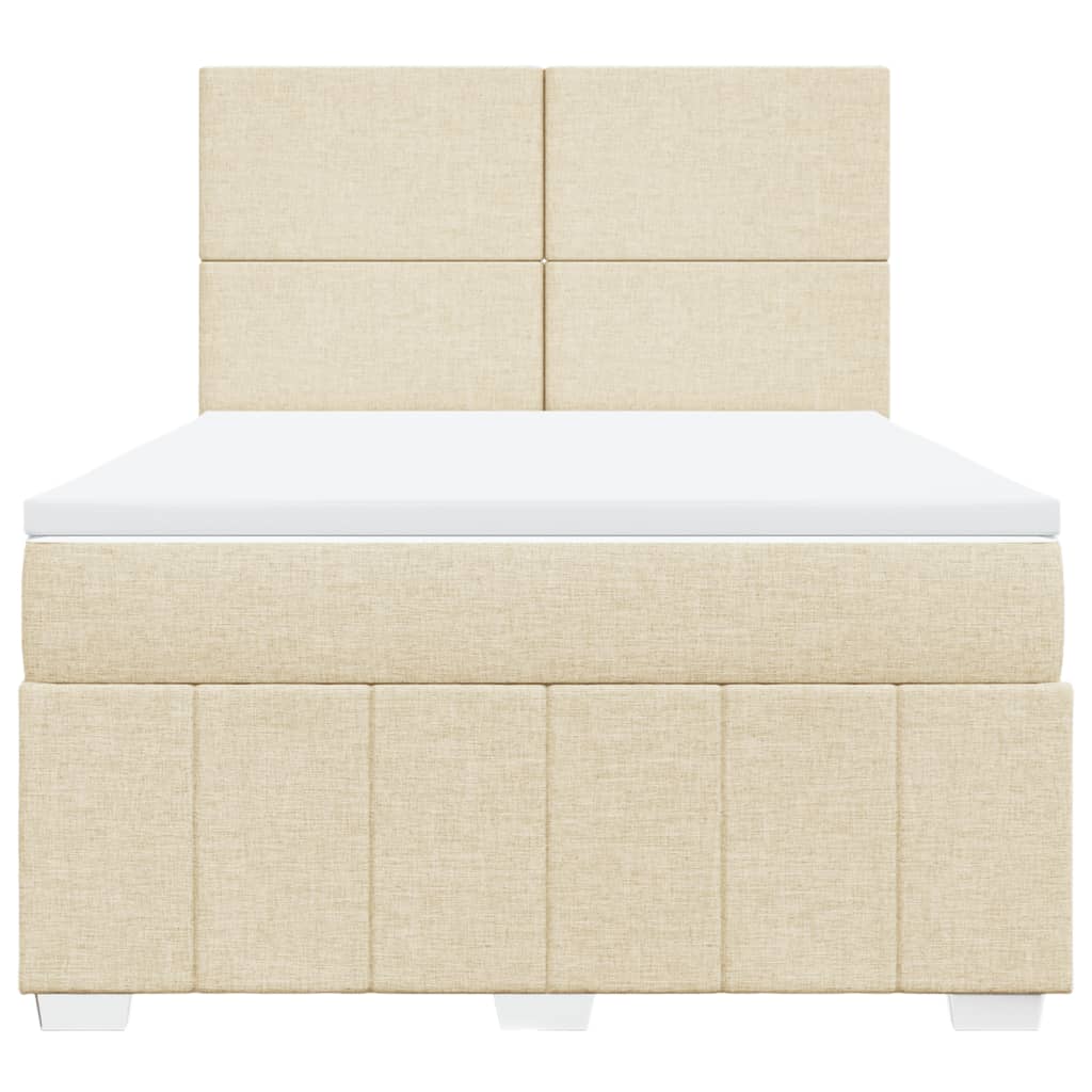 vidaXL Boxspring met matras stof crèmekleurig 140x200 cm, foto 4