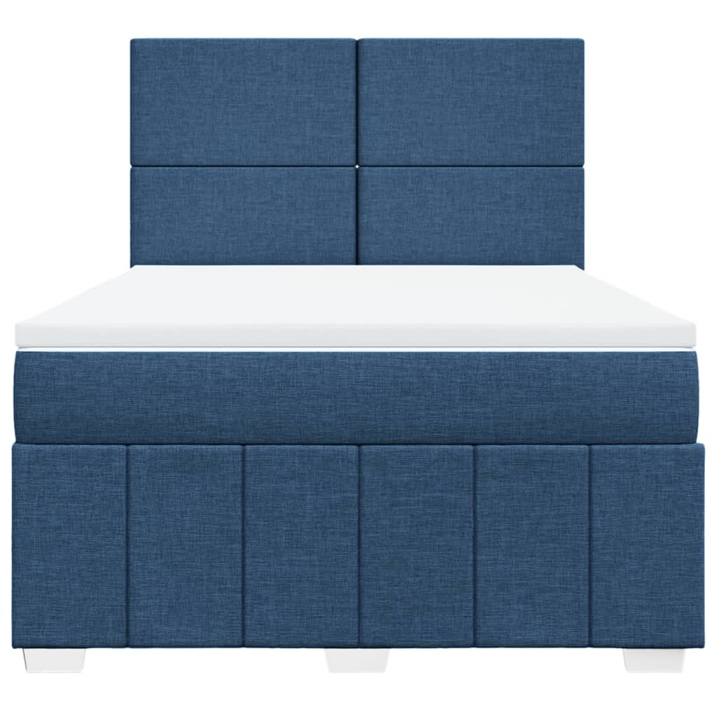 vidaXL Boxspring met matras stof blauw 140x200 cm, foto 4