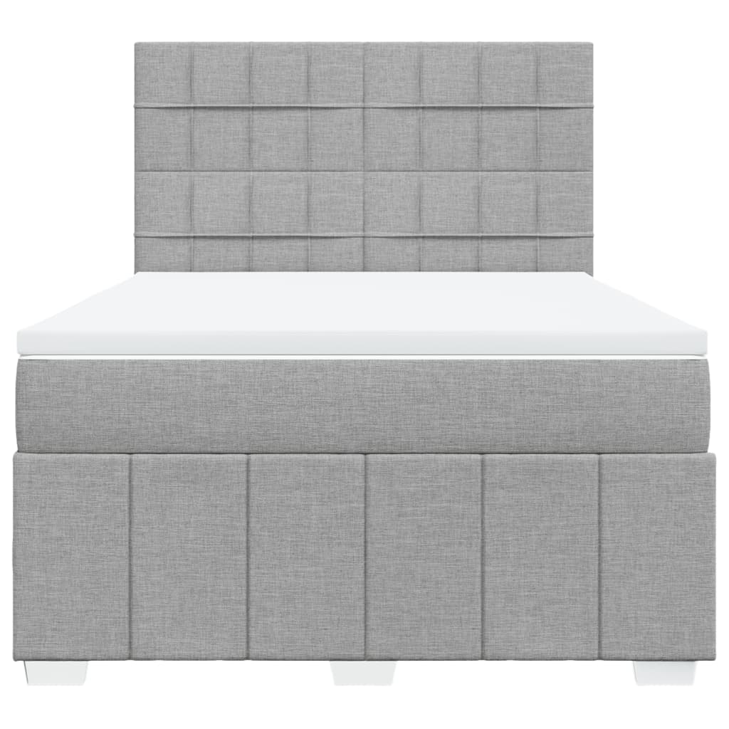 vidaXL Boxspring met matras stof lichtgrijs 140x200 cm grijs, foto 4