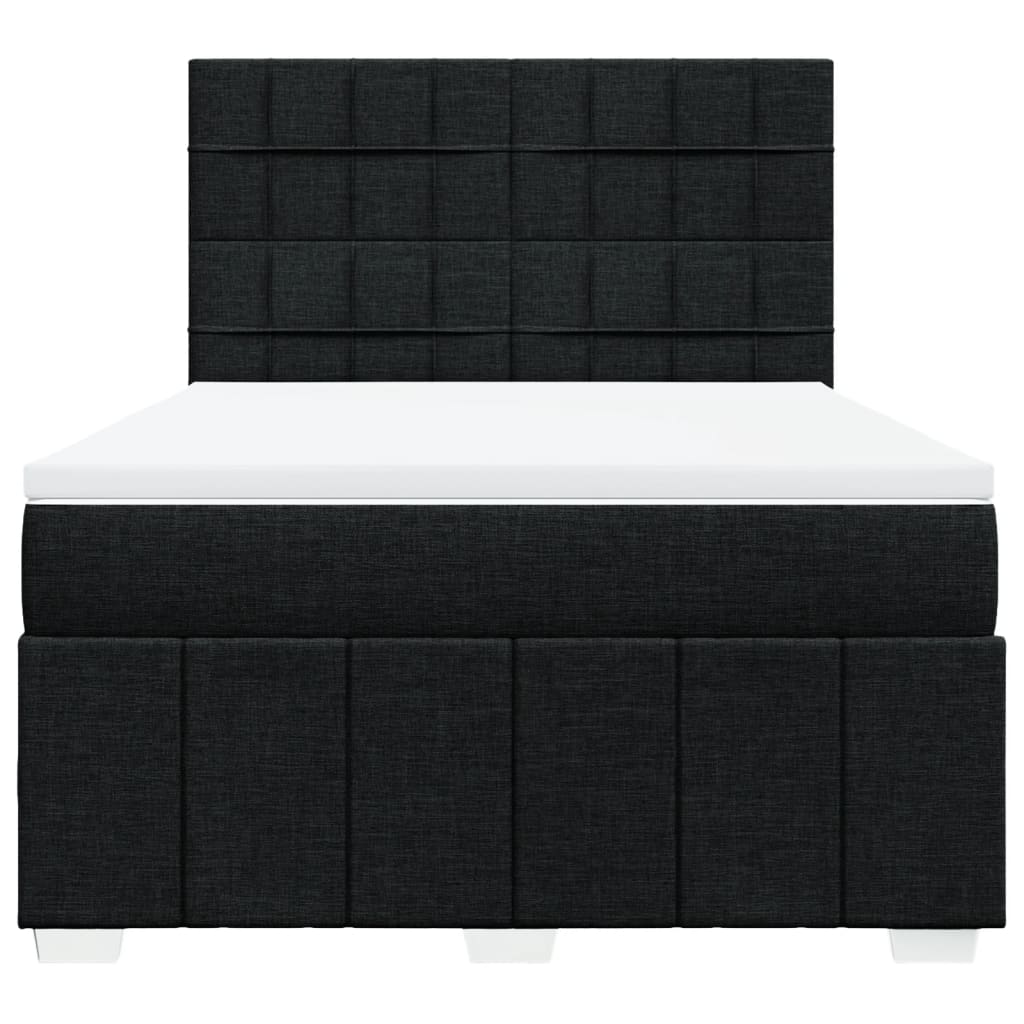 vidaXL Boxspring met matras stof zwart 140x200 cm, foto 4