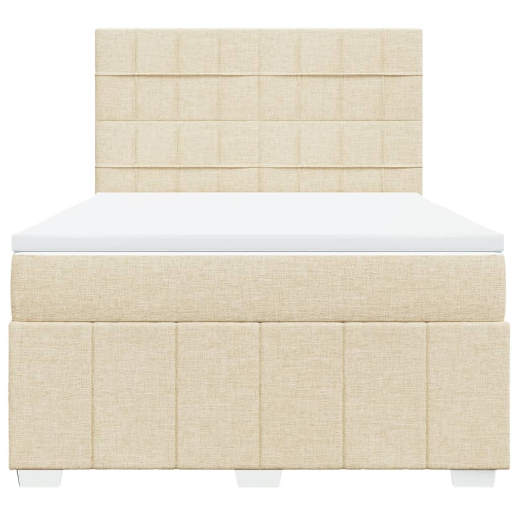 vidaXL Boxspring met matras stof crèmekleurig 140x200 cm, foto 4