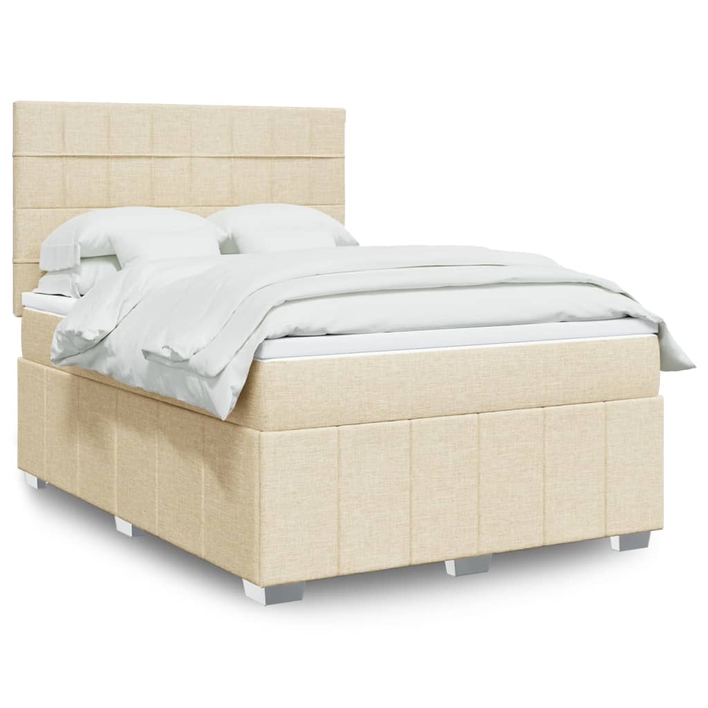 Boxspringbett mit Matratze Creme 140×200 cm Stoff