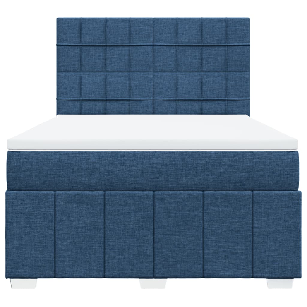vidaXL Boxspring met matras stof blauw 140x200 cm, foto 4