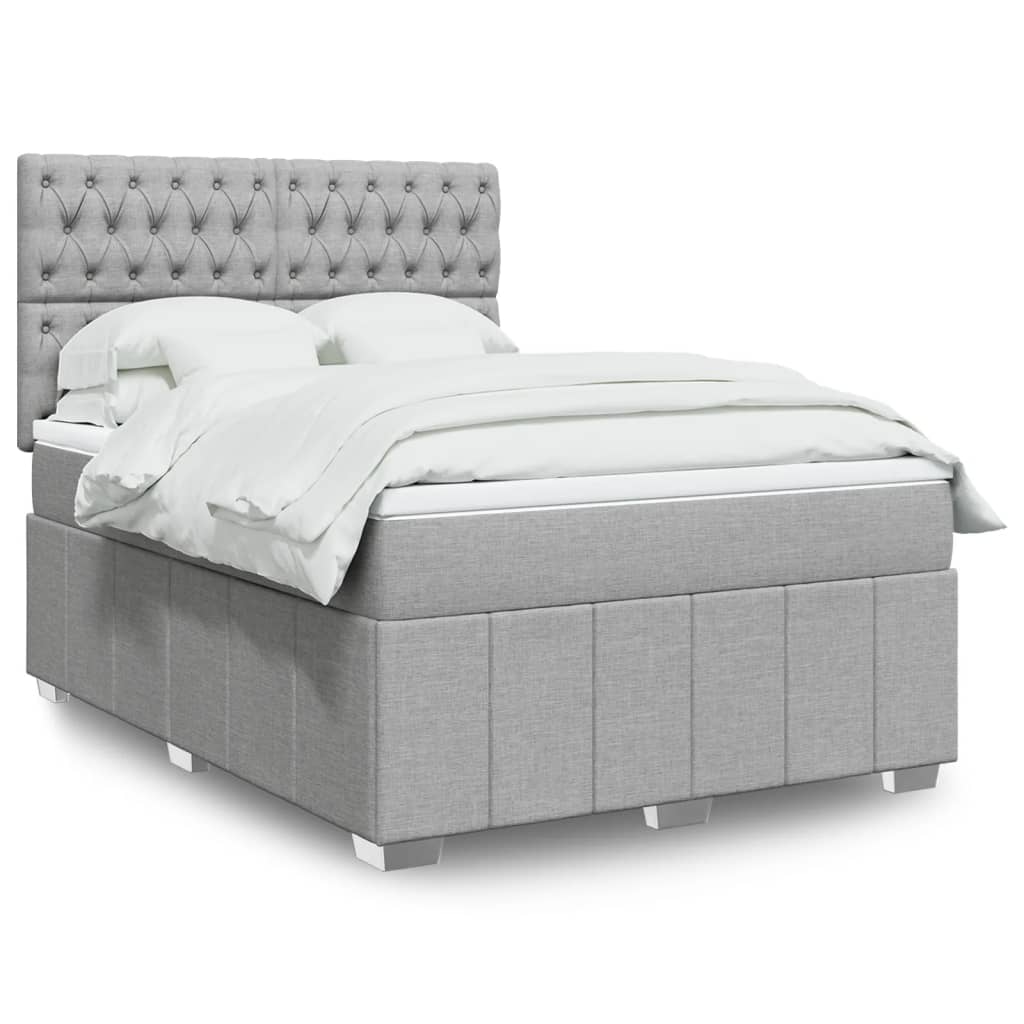 Boxspringbett mit Matratze Hellgrau 140×200 cm Stoff