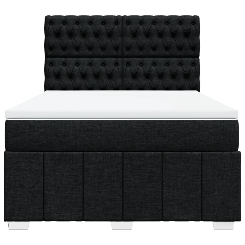 vidaXL Boxspring met matras stof zwart 140x200 cm, foto 4