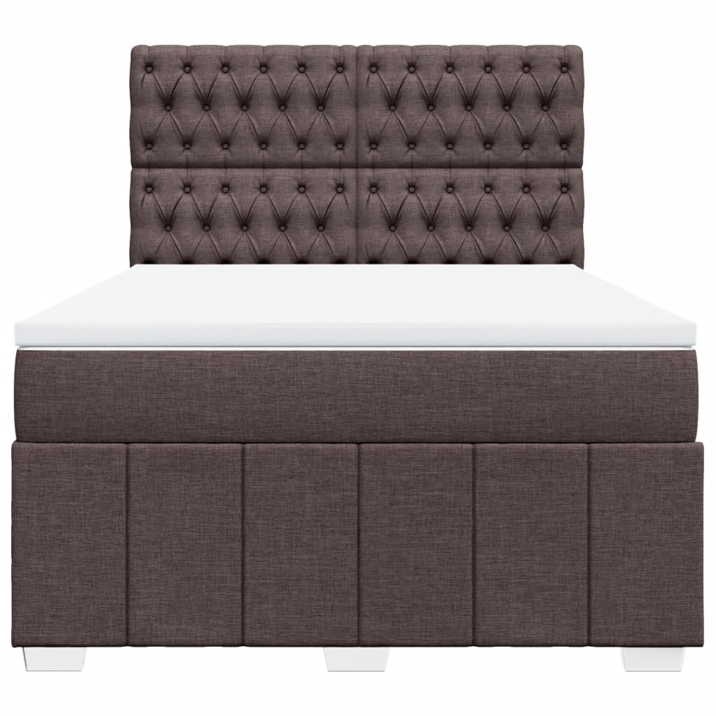vidaXL Boxspring met matras stof donkerbruin 140x200 cm bruin, foto 4