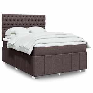 Box spring postel s matrací tmavě hnědá 140x200 cm textil - obrázek 1