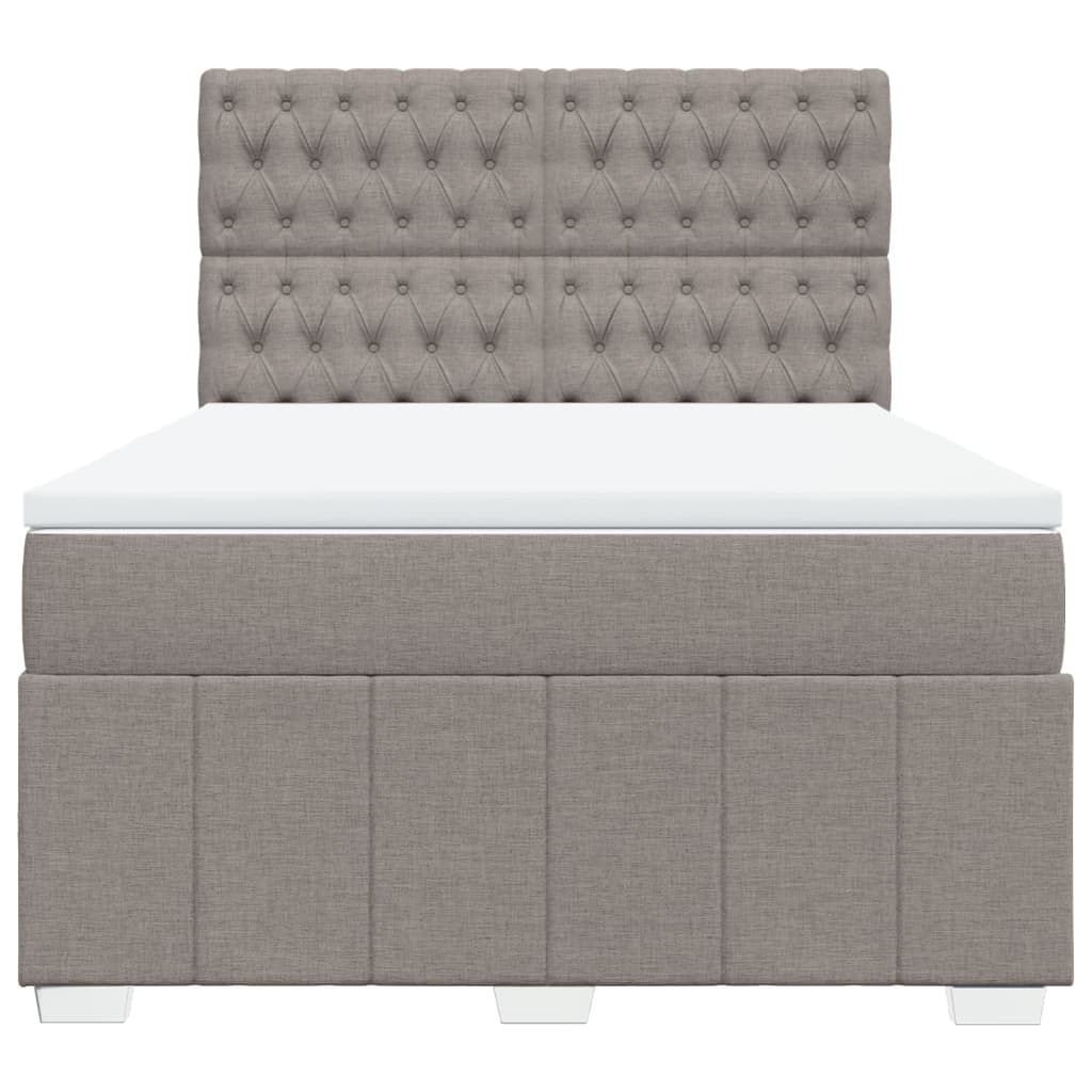vidaXL Boxspring met matras stof taupe 140x200 cm, foto 4