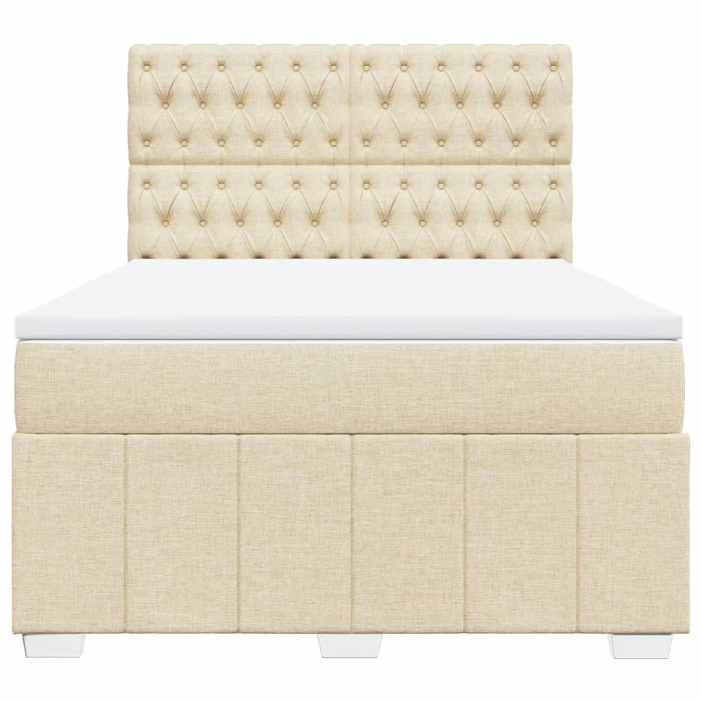 vidaXL Boxspring met matras stof crèmekleurig 140x200 cm, foto 4