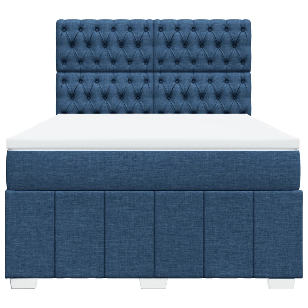 vidaXL Boxspring met matras stof blauw 140x200 cm, foto 4