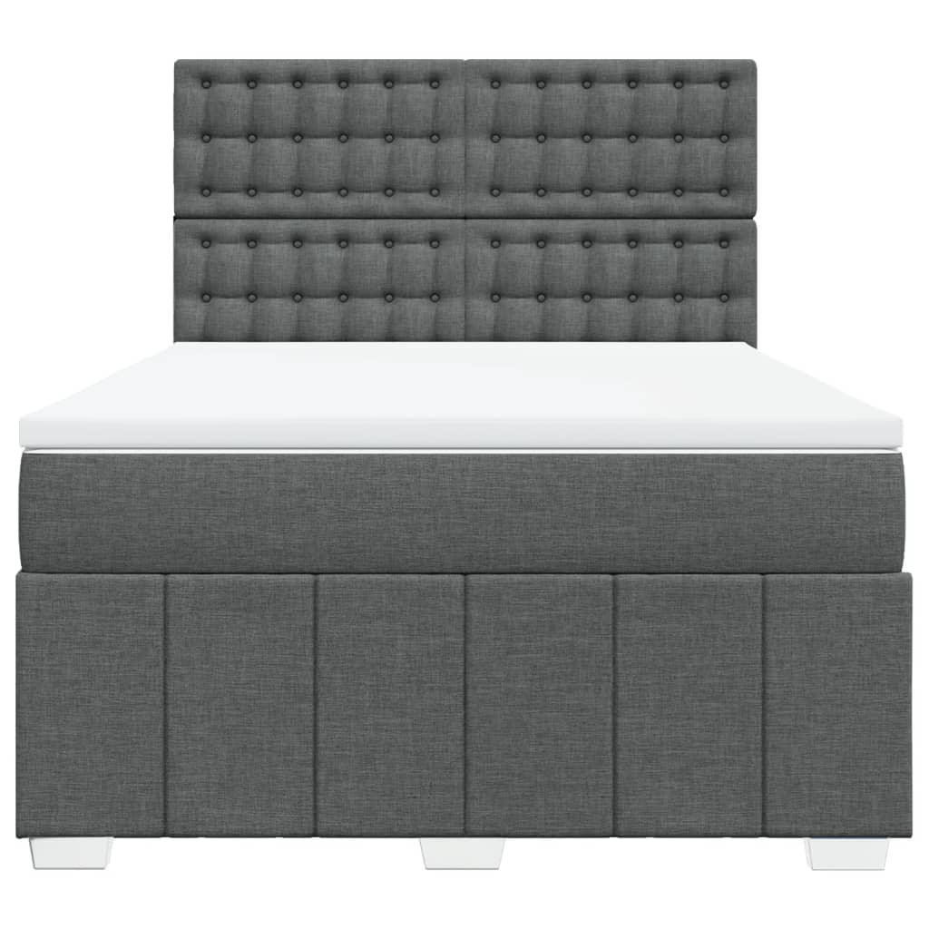 vidaXL Boxspring met matras stof donkergrijs 140x200 cm grijs, foto 4