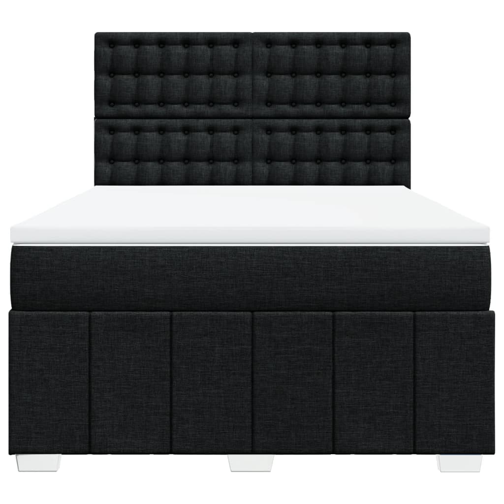 vidaXL Boxspring met matras stof zwart 140x200 cm, foto 4