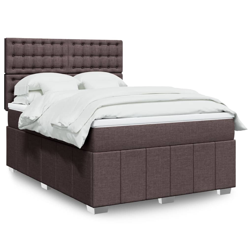 Boxspringbett mit Matratze Dunkelbraun 140×200 cm Stoff