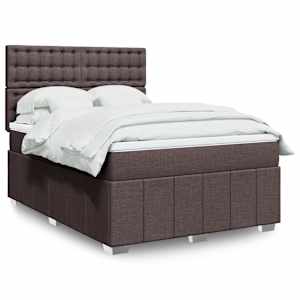 Box spring postel s matrací tmavě hnědá 140x200 cm textil - obrázek 1