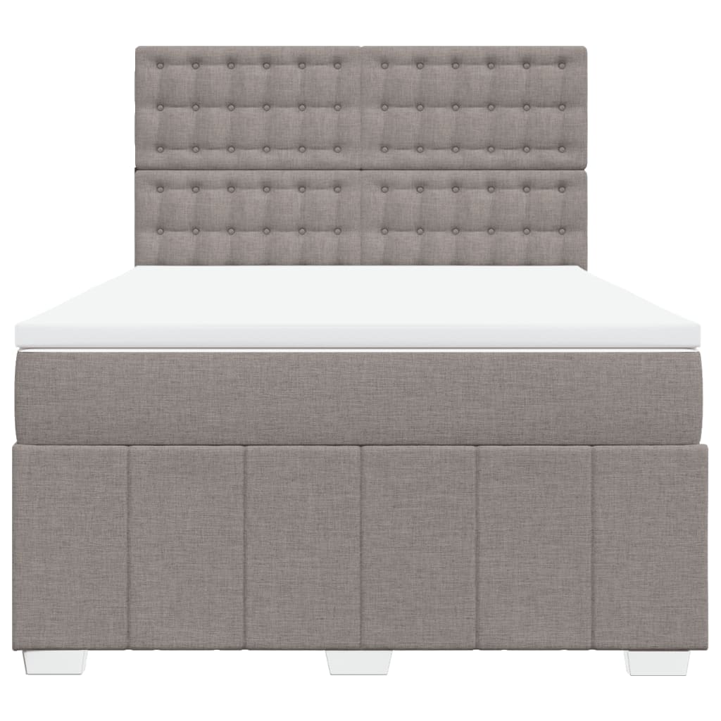 vidaXL Boxspring met matras stof taupe 140x200 cm, foto 4
