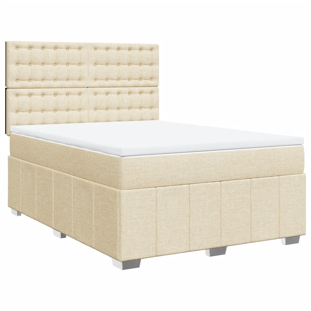 vidaXL Box spring postel s matrací krémová 140x200 cm textil