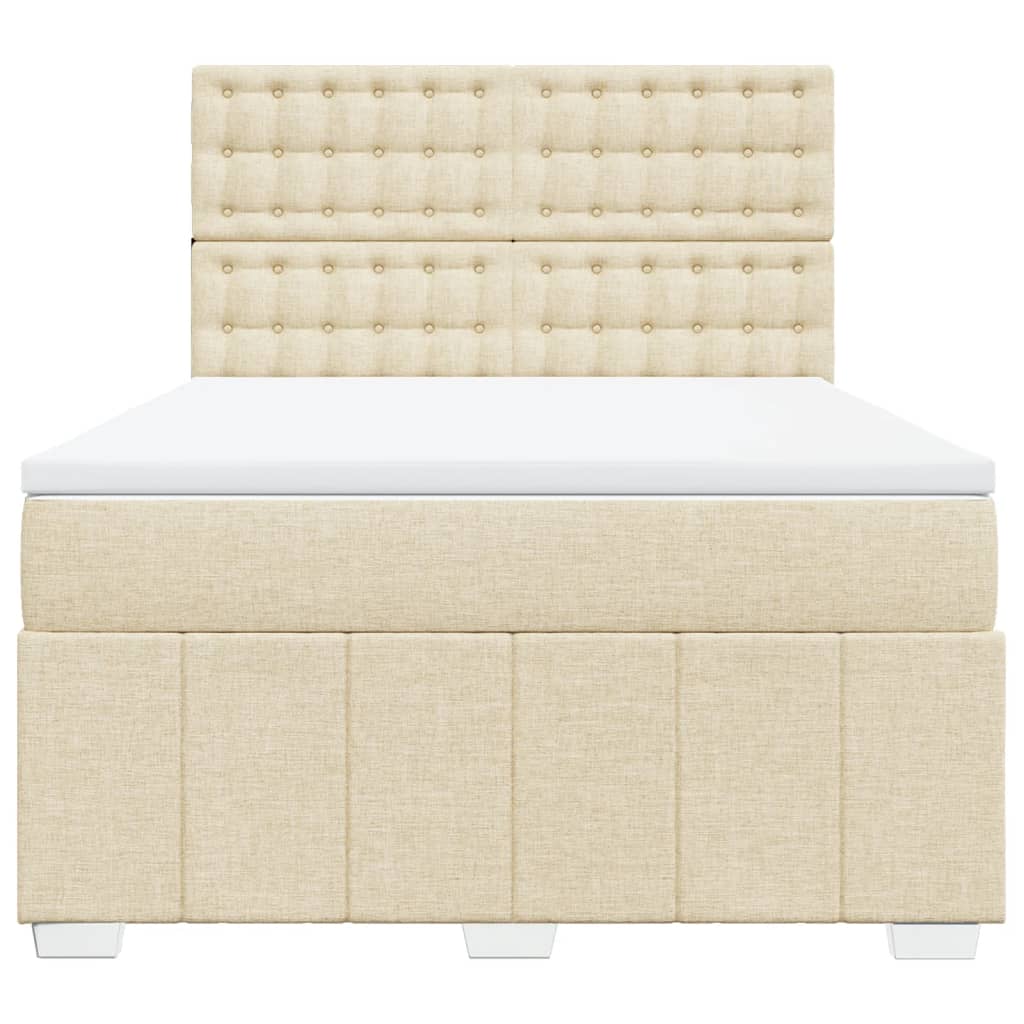vidaXL Boxspring met matras stof crèmekleurig 140x200 cm, foto 4