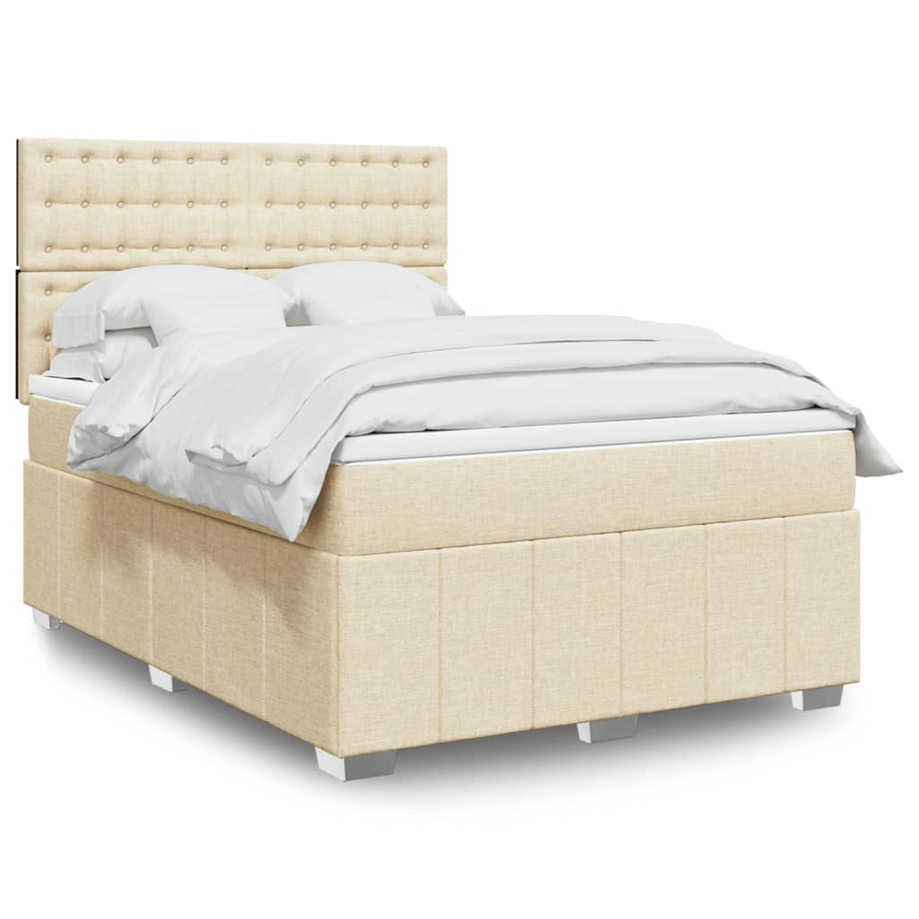 Boxspringbett mit Matratze Creme 140×200 cm Stoff