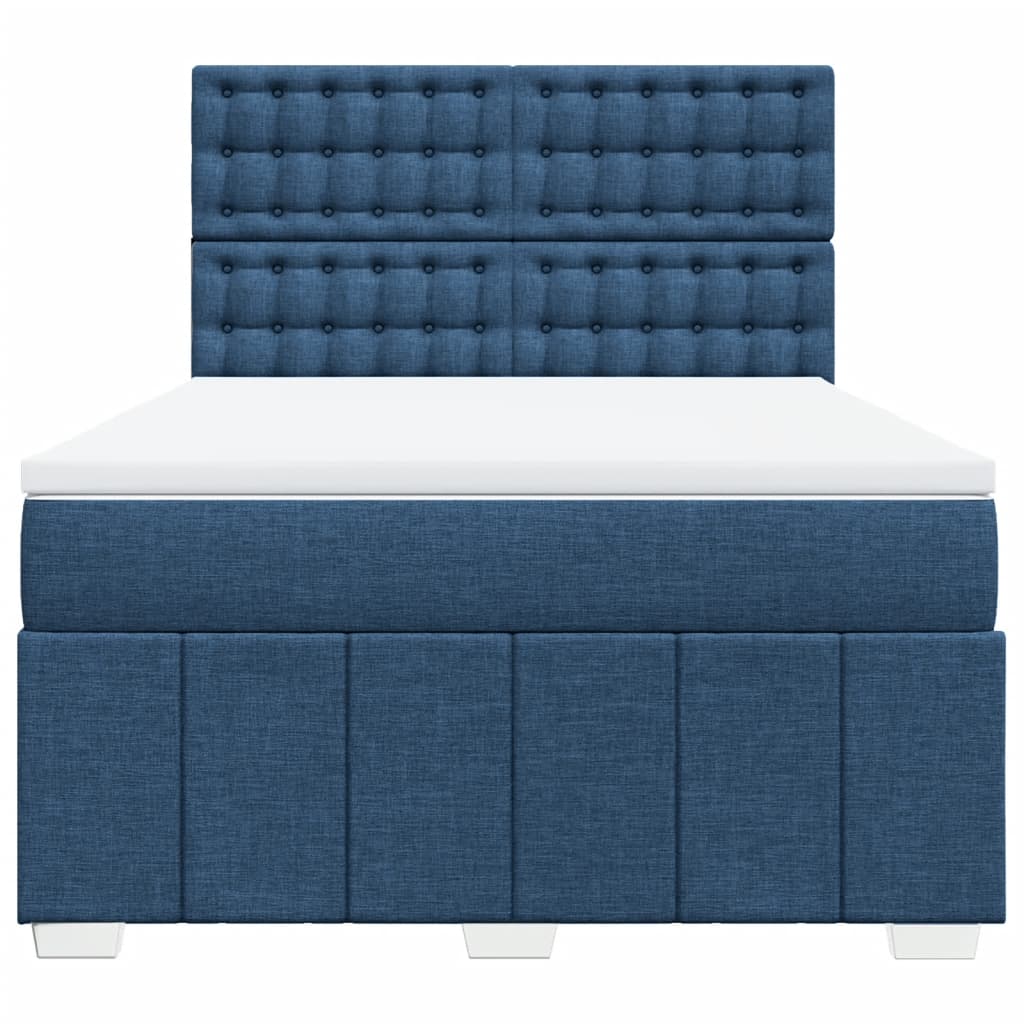 vidaXL Boxspring met matras stof blauw 140x200 cm, foto 4