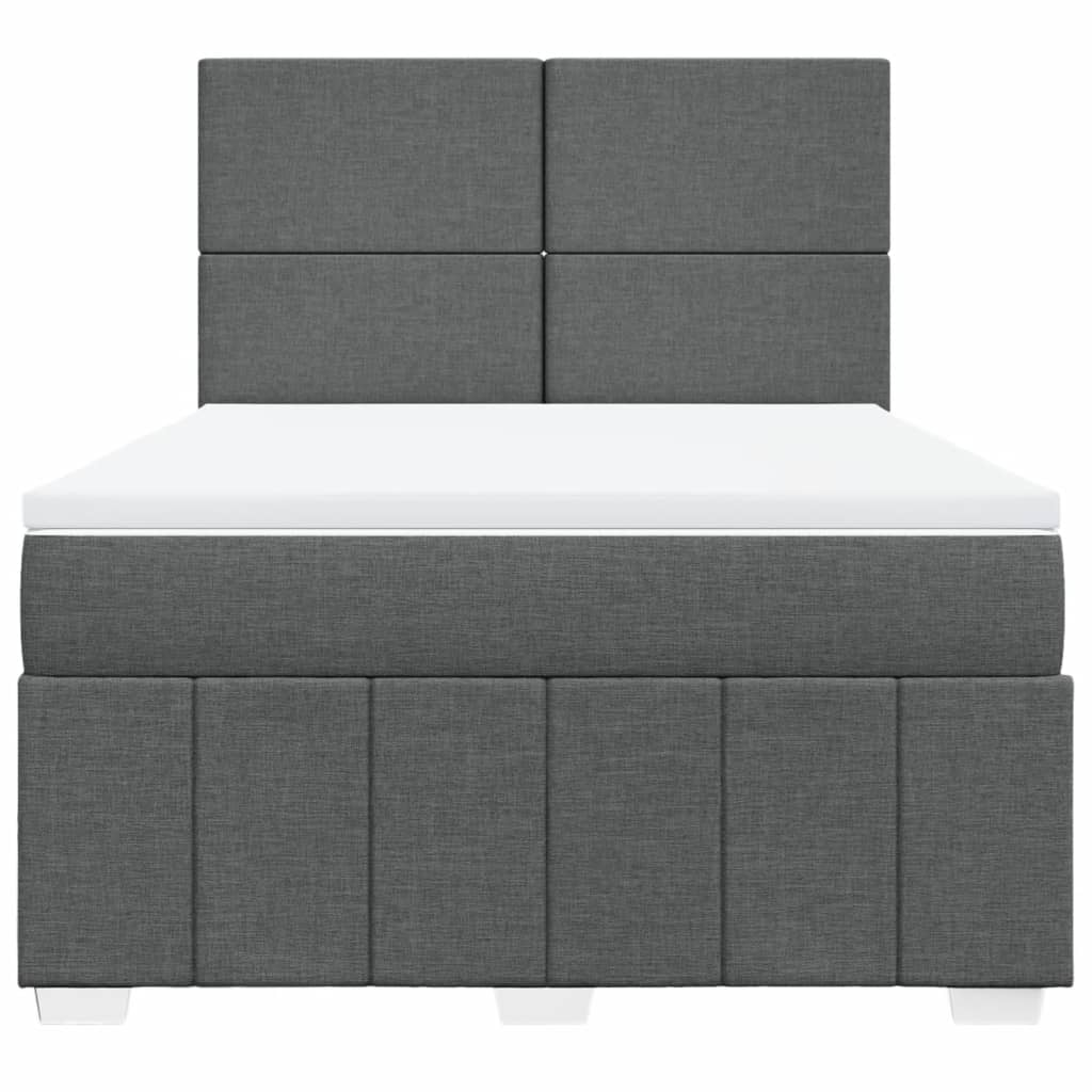 vidaXL Boxspring met matras stof donkergrijs 160x200 cm grijs, foto 4