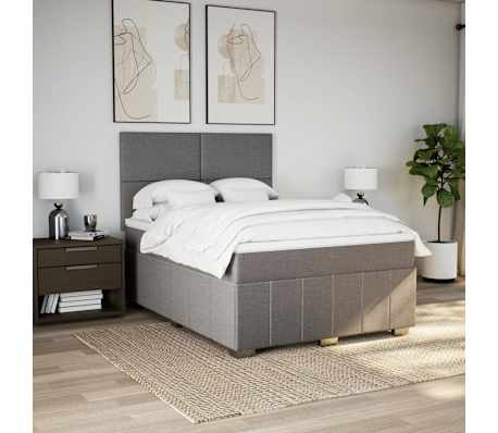 vidaXL Sommier &agrave; lattes de lit avec matelas Taupe 160x200 cm Tissu