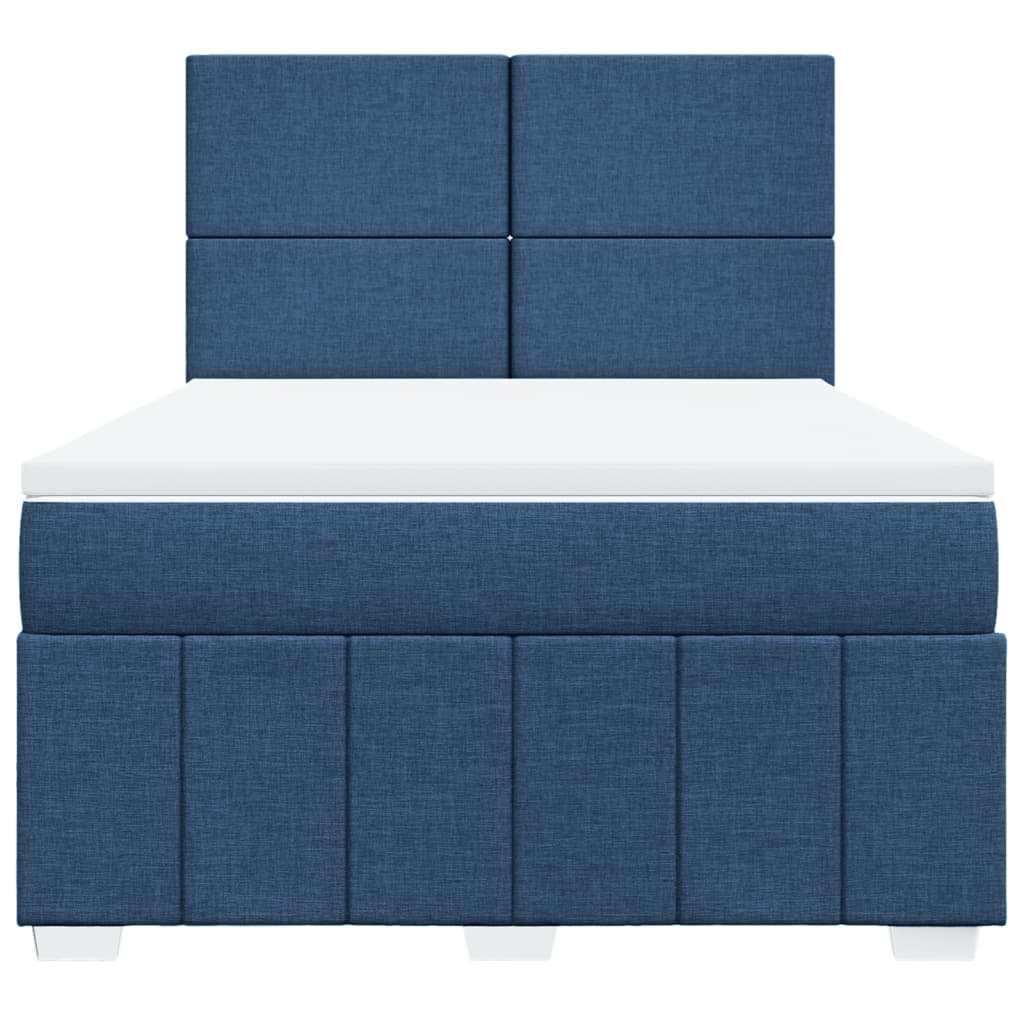 vidaXL Boxspring met matras stof blauw 160x200 cm, foto 4