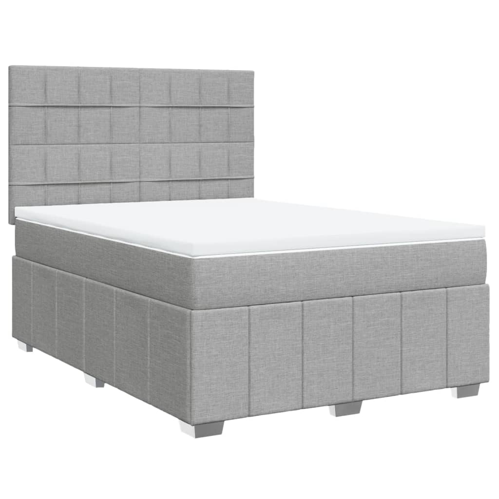 vidaXL Boxspring met matras stof lichtgrijs 160x200 cm grijs, foto 3