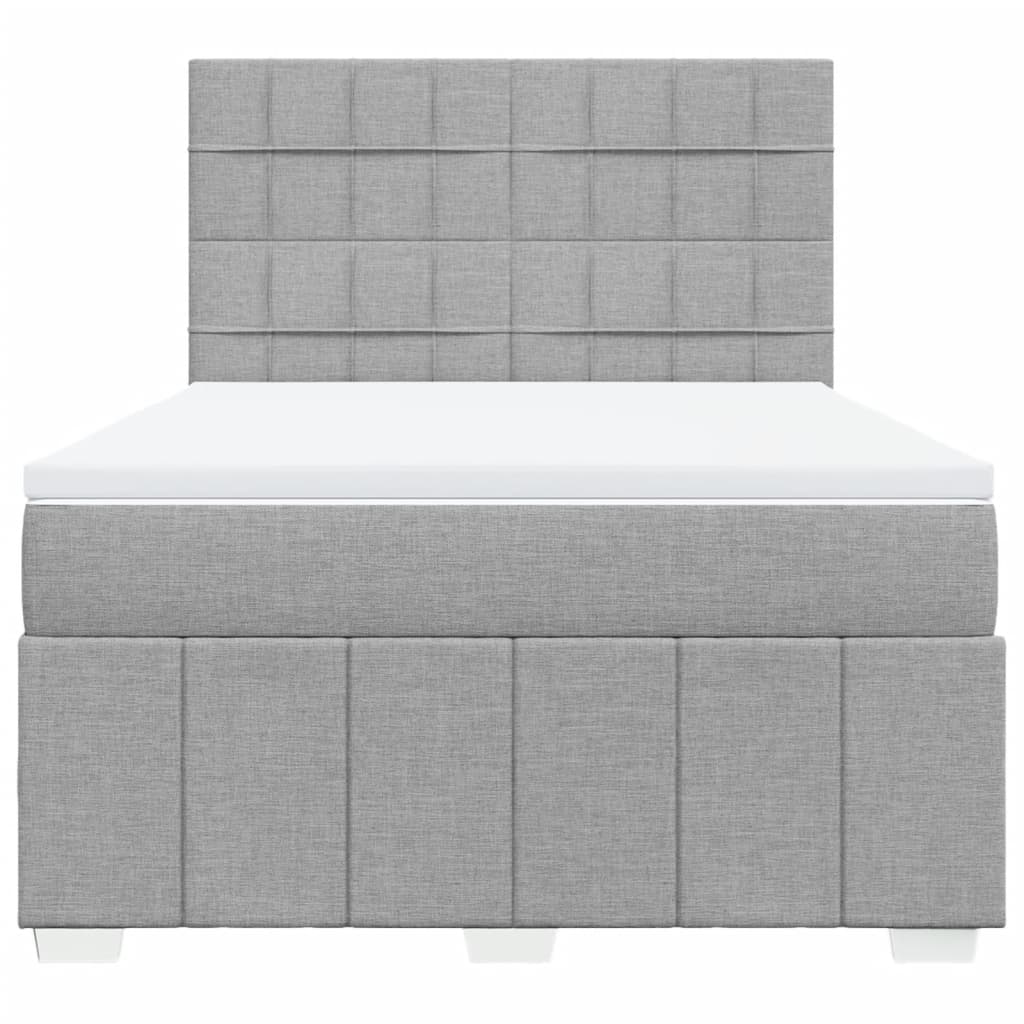 vidaXL Boxspring met matras stof lichtgrijs 160x200 cm grijs, foto 4