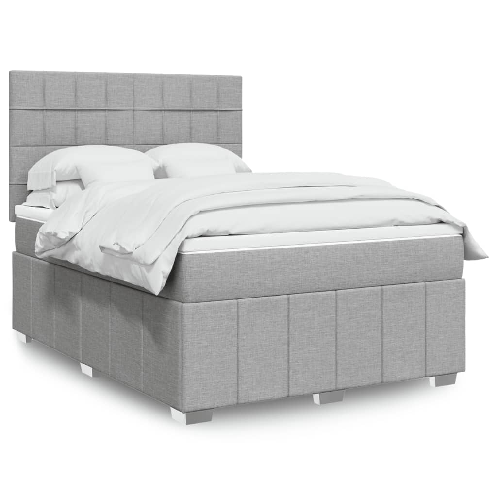 Boxspringbett mit Matratze Hellgrau 160×200 cm Stoff