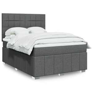 Box spring postel s matrací tmavě šedá 160x200 cm textil - obrázek 1
