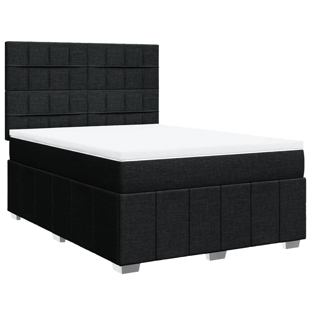 vidaXL Pat box spring cu saltea, negru, 160x200 cm, textil