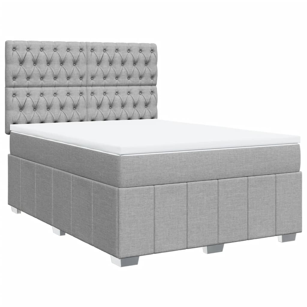 vidaXL Boxspring met matras stof lichtgrijs 160x200 cm grijs, foto 3