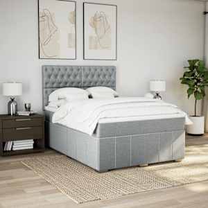 Box spring postel s matrací světle šedá 160 x 200 cm textil - obrázek 3