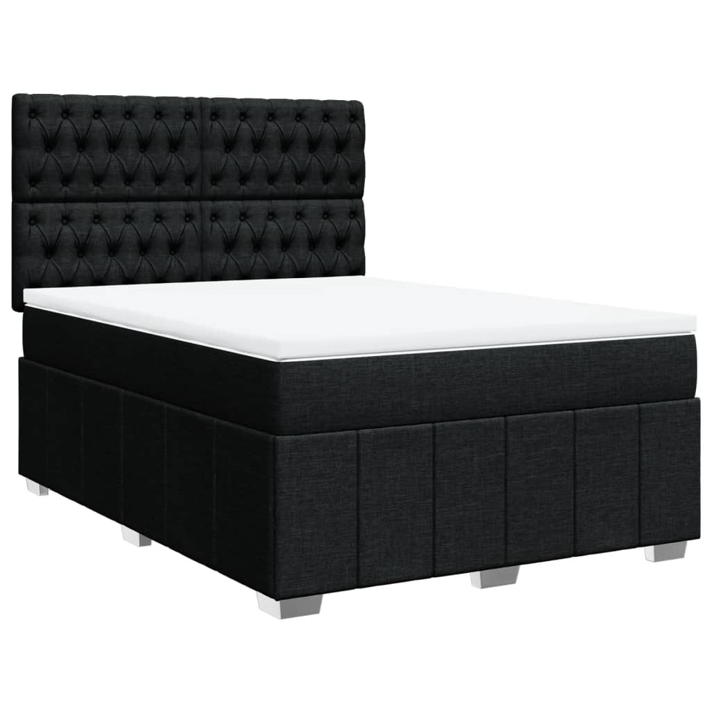 vidaXL Box spring postel s matrací černá 160x200 cm textil
