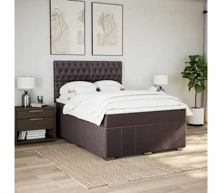 vidaXL Boxspringbett mit Matratze Dunkelbraun 160x200 cm Stoff