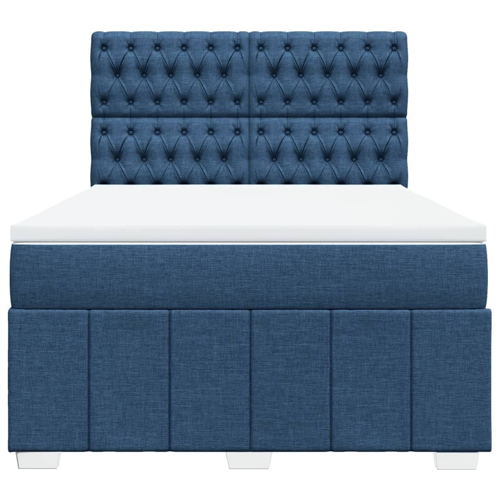 vidaXL Boxspring met matras stof blauw 160x200 cm, foto 4