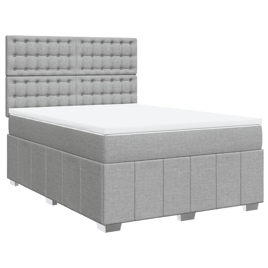 vidaXL Boxspring met matras stof lichtgrijs 160x200 cm grijs, foto 3