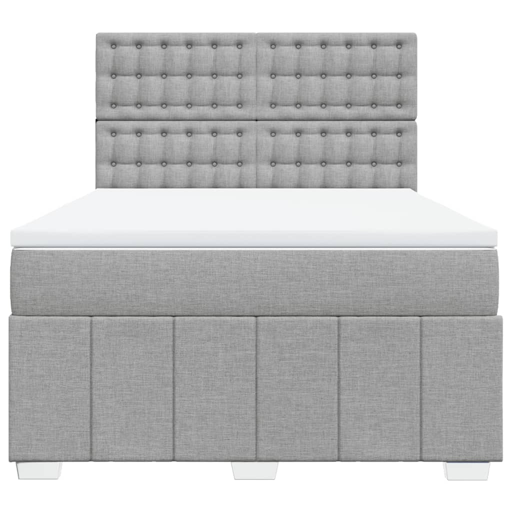 vidaXL Boxspring met matras stof lichtgrijs 160x200 cm grijs, foto 4