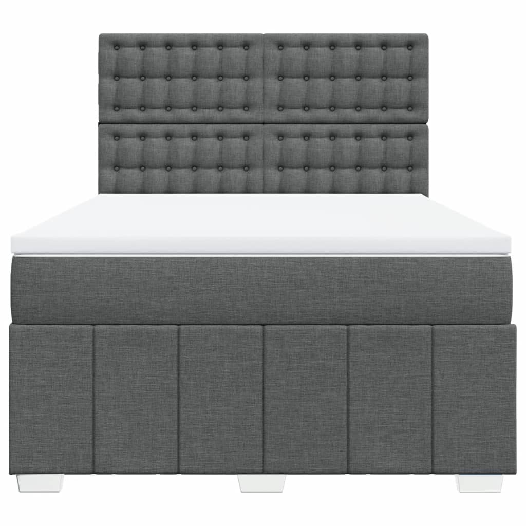 vidaXL Boxspring met matras stof donkergrijs 160x200 cm grijs, foto 4