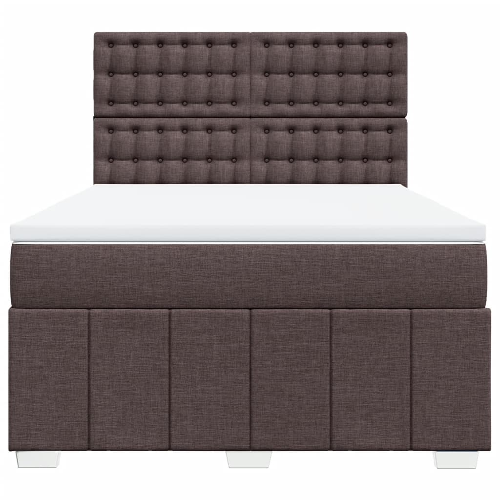 vidaXL Boxspring met matras stof donkerbruin 160x200 cm bruin, foto 4