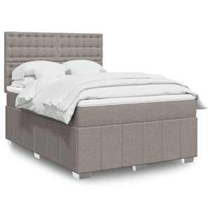 Box spring postelja z vzmetnico taupe 160x200 cm blago