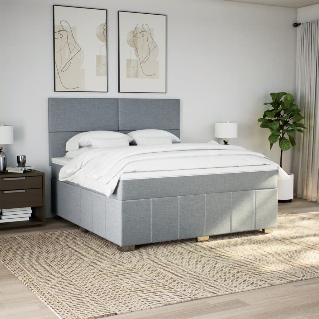 vidaXL Boxspring met matras stof lichtgrijs 180x200 cm afbeelding