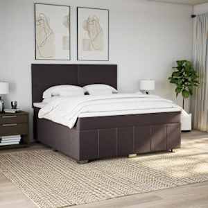 Box spring postel s matrací tmavě hnědá 180x200 cm textil - obrázek 3