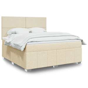 Box spring postelja z vzmetnico krem 180x200 cm blago