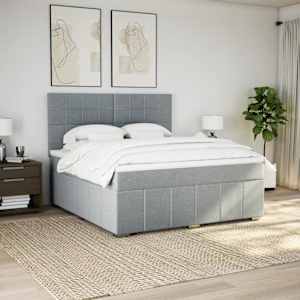 Box spring postel s matrací světle šedá 180 x 200 cm textil - obrázek 3