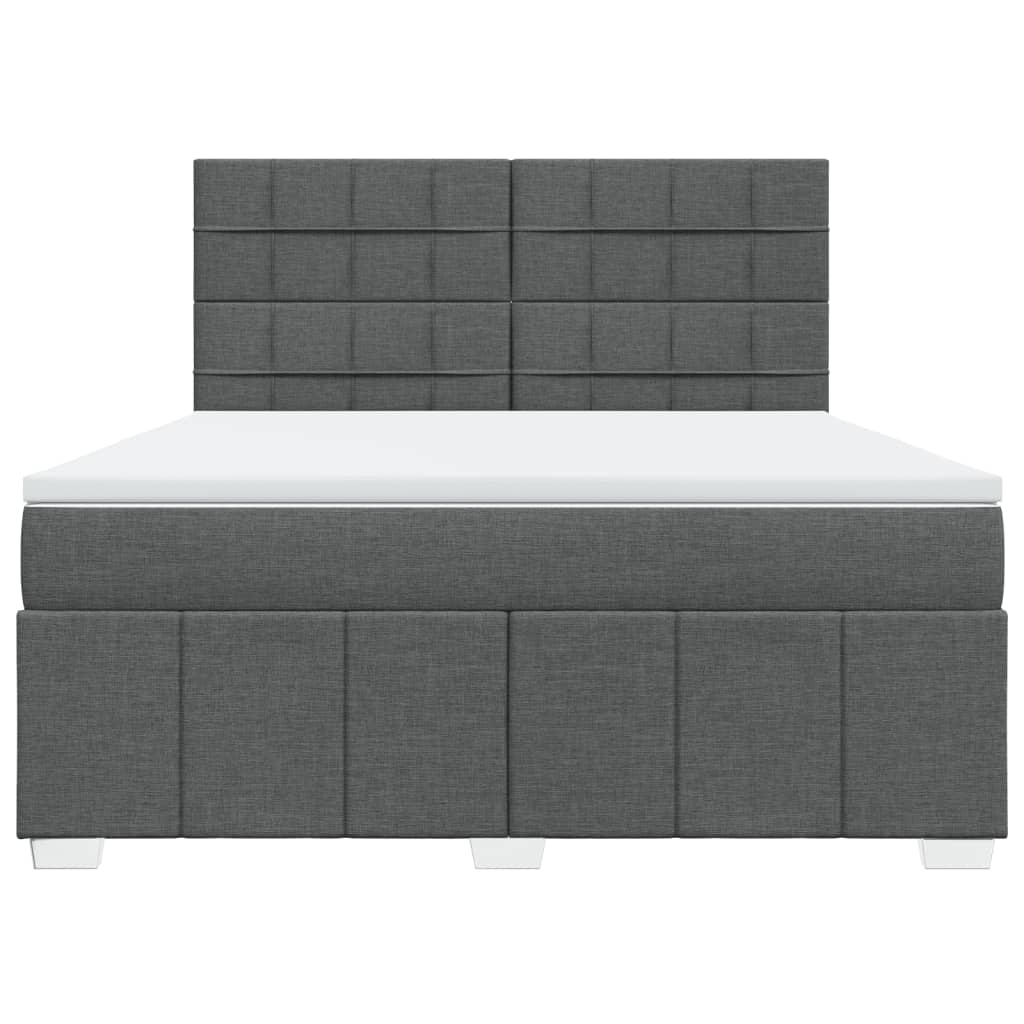 vidaXL Boxspring met matras stof donkergrijs 180x200 cm grijs, foto 4