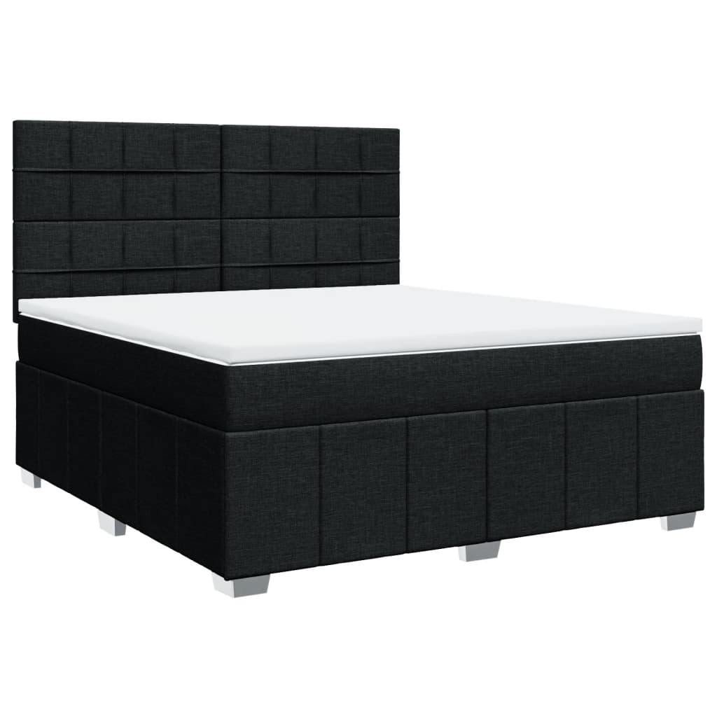 vidaXL Pat box spring cu saltea, negru, 180x200 cm, catifea