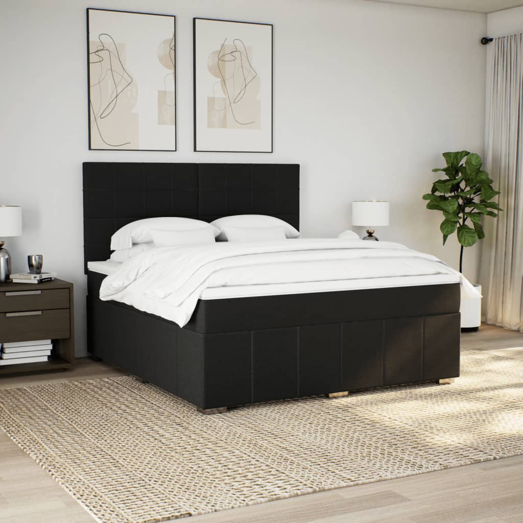 vidaXL Boxspring met matras stof zwart 180x200 cm afbeelding